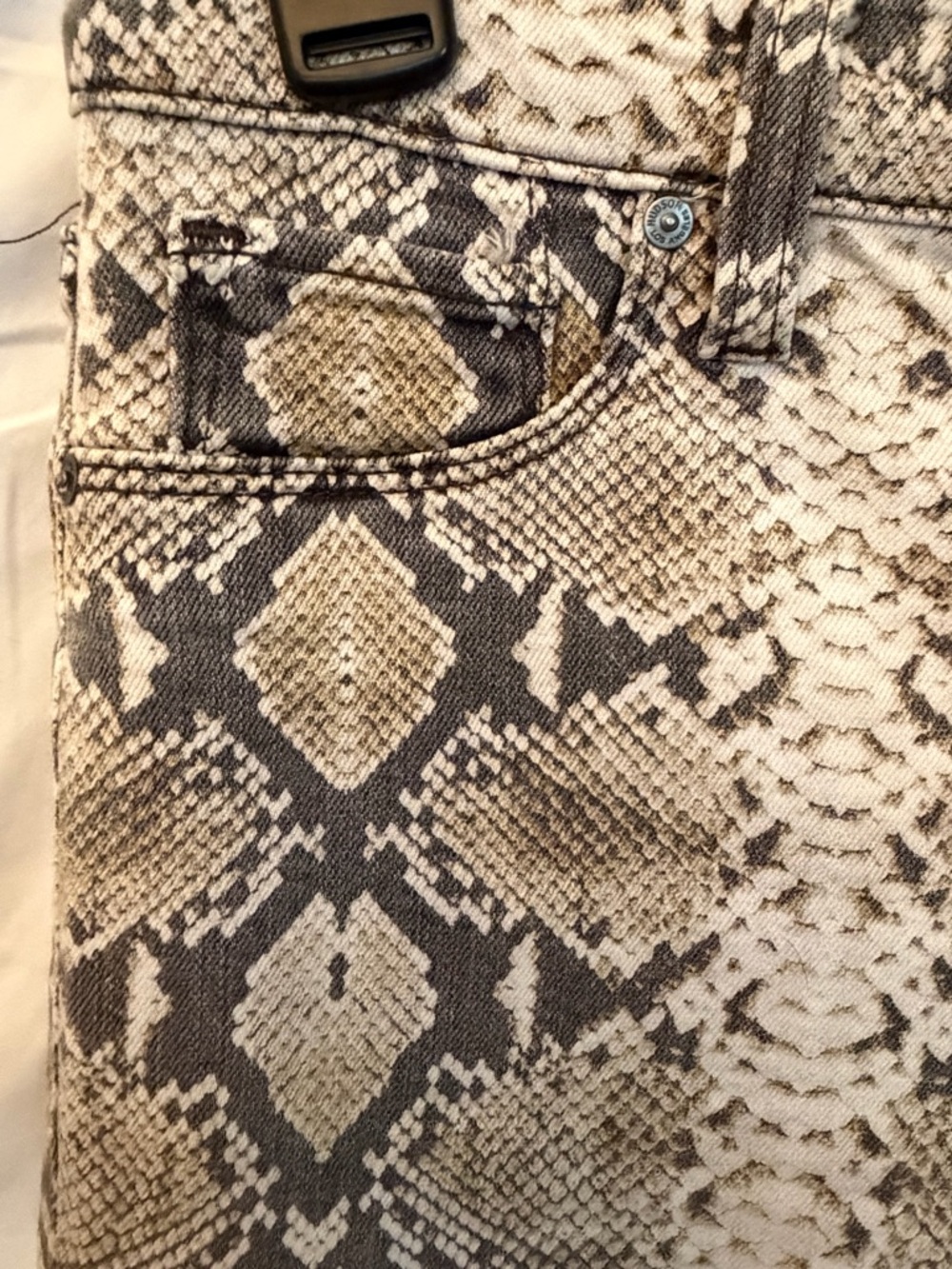 27 Hudson Jeans Beige & Black Snake-Print Skinny Jeans Jeggings - Picture 4 of 4